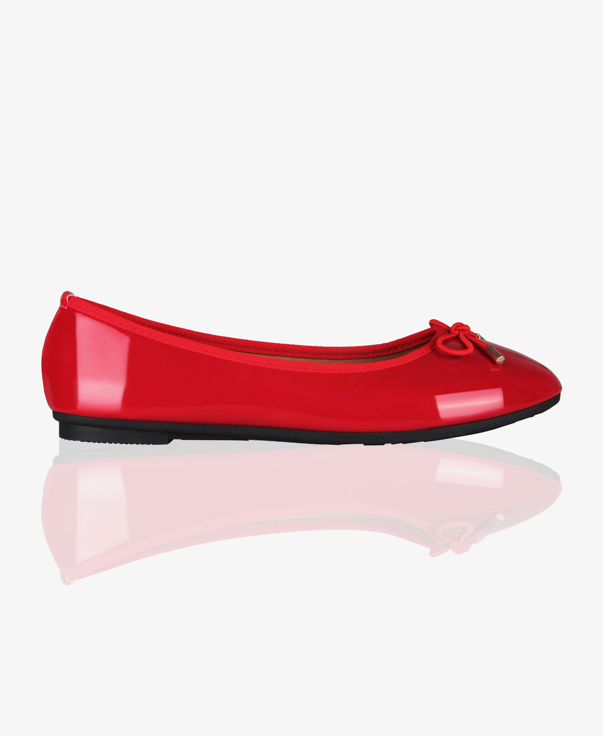 KRISP Bow Toe Patent Ballerina Pumps (3701)